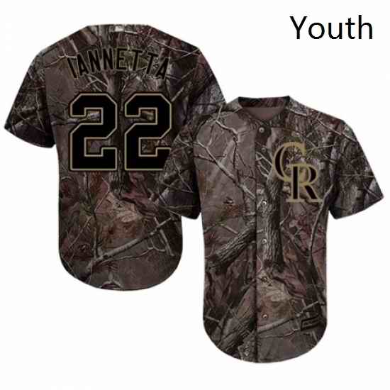 Youth Majestic Colorado Rockies 22 Chris Iannetta Authentic Camo Realtree Collection Flex Base MLB Jersey